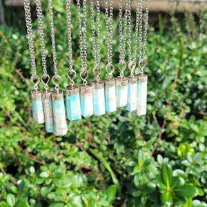 Caribbean Calcite Gemstone Sterling Silver Bail Pendants